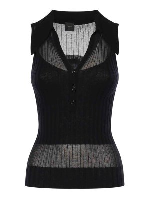 Pinko: polo shirts - Ribbed Knit Polo Tank Top