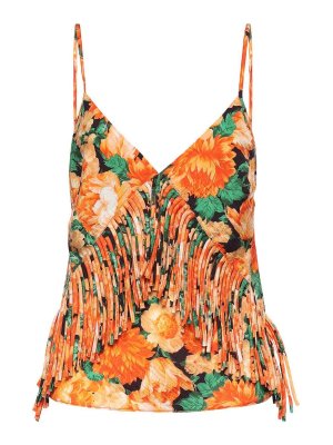 Pinko: Tops & Tank tops - Sleeveless Top With Fringe And Floral Print