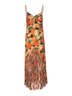 Pinko: maxi dresses - Long Dress With Fringe And Print