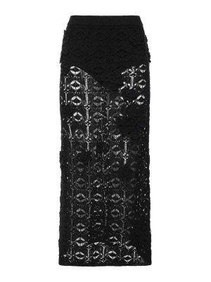 Pinko: Knee length skirts & Midi - Crochet Midi Skirt With Flowers
