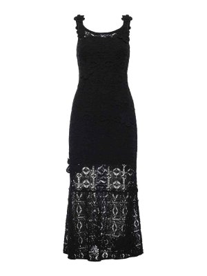 Pinko: knee length dresses - Crochet Midi Dress With Floral Appliques
