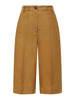 Pinko: pantaloni shorts - Bermuda In Lino Con Piega Stirata