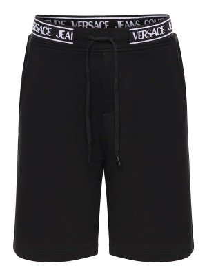 Versace Jeans Couture: Trousers Shorts - Cotton Jersey Bermuda Shorts With Logo