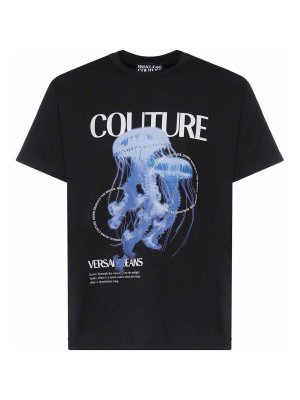 Versace Jeans Couture: t-shirts - Cotton Jersey T-Shirt With Print