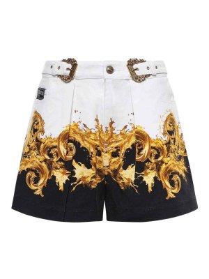 Versace Jeans Couture: Trousers Shorts - Printed Cotton Shorts