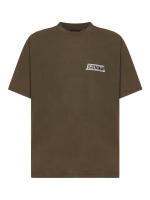 BALENCIAGA: t-shirts - Masking Tape Jersey T-Shirt