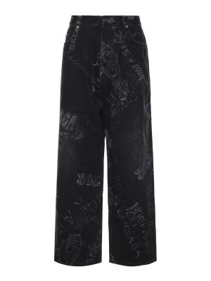 BALENCIAGA: casual trousers - Minimal Baggy Pants In Washed Cotton Denim