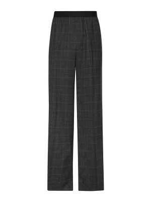 BALENCIAGA: casual trousers - Check Wool Pants With Logo