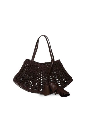 MAGDA BUTRYM: shopper - Borsa Maya piccola in pelle e uncinetto
