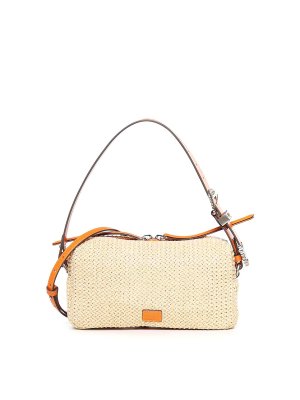 Pinko: shoulder bags - Raffia Shoulder Bag With Logo