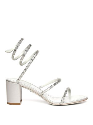 RENE CAOVILLA: sandals - Cleo Satin Sandals With Rhinestones