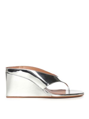 Alaïa: mules shoes - Cube Flip-Flop Mule In Mirrored Leather
