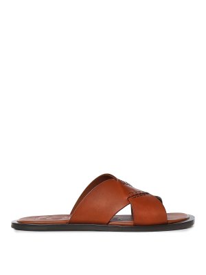 LOEWE: sandals - Cross-Over Flex Slides In Calfskin