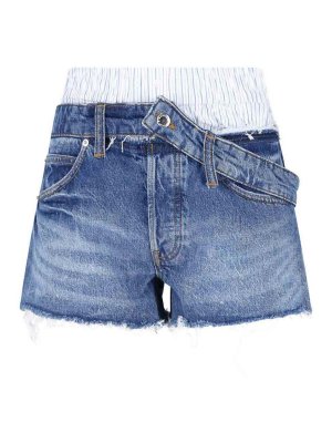 ALEXANDER WANG: pantaloni shorts - Pantaloncini In Denim Dettaglio Boxer