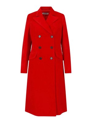 JIL SANDER: knee length coats - Double-breasted coat