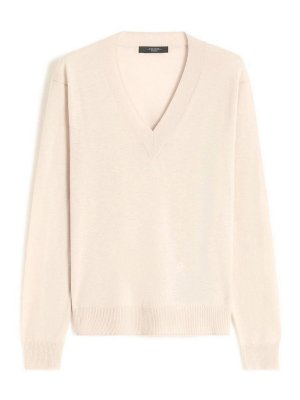 WEEKEND MAX MARA: Strickpullover mit Rundhalsausschnitt - Rundhalspullover - Hellbeige