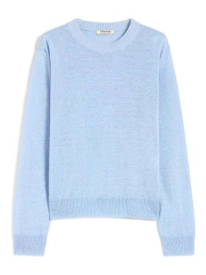 S MAX MARA: crew necks - Linen Yarn Crew Neck Sweater