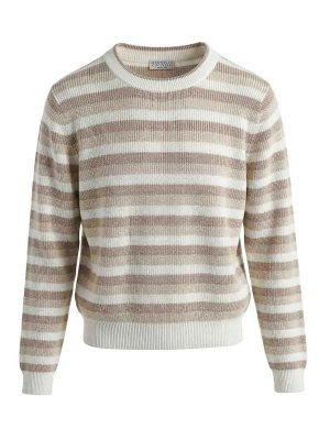 BRUNELLO CUCINELLI: crew necks - Cotton striped sweater
