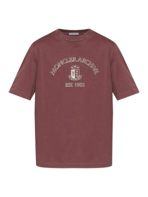 MONCLER: T-shirts - T-Shirt - Rouge Brun