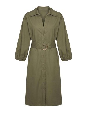 TWINSET: Knielange Kleider - Knielanges Kleid - Grün