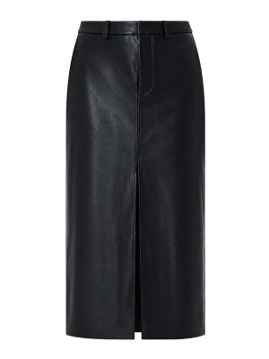 THE FRANKIE SHOP: Knee length skirts & Midi - Maybelle Faux Leather Front Slit Pencil Skirt