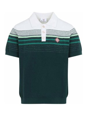 CASABLANCA: polo shirts - Boucle Stripe Knitted Polo