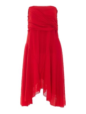 GANNI: abiti al ginocchio - Vestito  drappeggiato in rete color mÃ©lange
