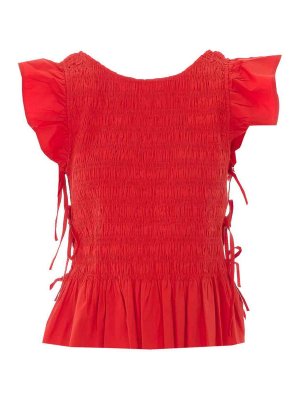 GANNI: Tops & Tank tops - Ganni red stretch cotton angel top
