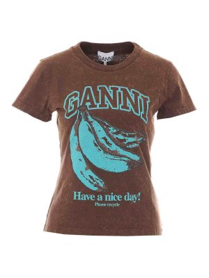 GANNI: T-shirts - T-Shirt - Braun