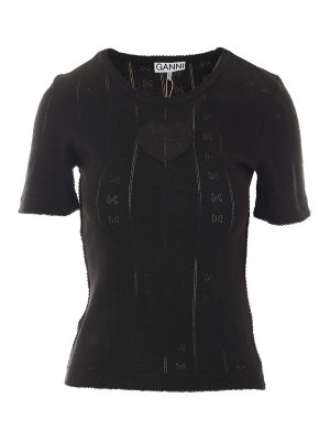 GANNI: Camisetas - Camiseta - Negro