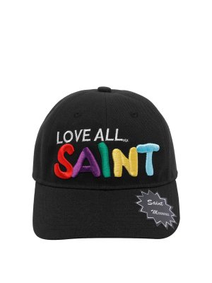 SAINT MXXXXXX: hats & caps - black embroidered logo baseball cap