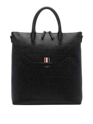 THOM BROWNE: shopper - Borsa tote porta attrezzi verticale nera