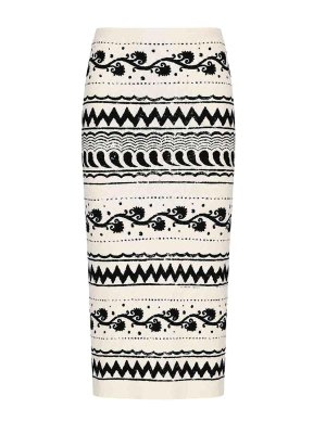 ALBERTA FERRETTI: Knee length skirts & Midi - Jacquard Viscose Knit Skirt