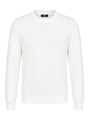 ALPHA STUDIO: crew necks - White Cotton Crew-Neck Sweater