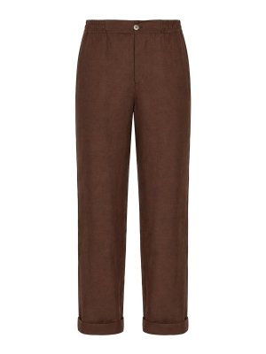 ALPHA STUDIO: casual trousers - Chocolate Linen Trousers