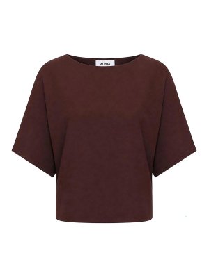 ALPHA STUDIO: boat necks - Viscose Boat Neck Sweater, Chocolate