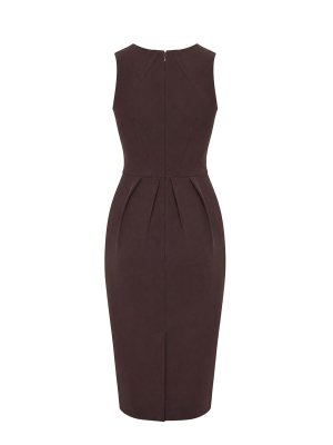 ELISABETTA FRANCHI: ニーレングスドレス - 膝丈ドレス - ブラウン
