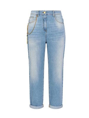 ELISABETTA FRANCHI: jeans dritti, a sigaretta - Eans In Denim Con Dettaglio Catena