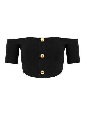 ELISABETTA FRANCHI: Tops y camisetas sin mangas - Top - Negro