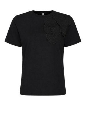 LIVIANA CONTI: t-shirts - Chad T-Shirt in Cotton with Flower Embroidery