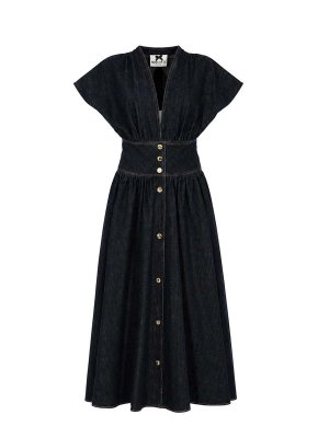 NO SECRETS: evening dresses - Long Denim Shirt Dress