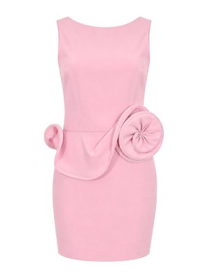 NO SECRETS: knee length dresses - Short Crepe Dress with Pink Rose