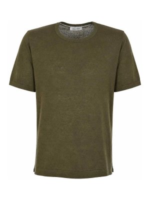 PAOLO NERO: t-shirts - Military Linen and Cotton Blend T-Shirt