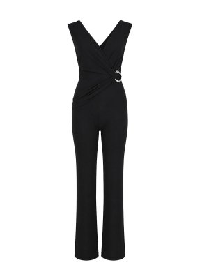 PATRIZIA PEPE: pantaloni casual - Tuta Drappeggiata In Jersey Crpe Stretch