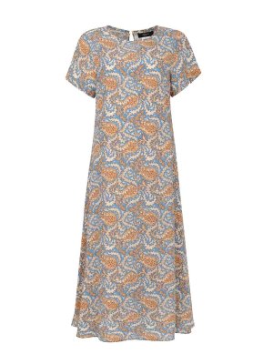 WEEKEND MAX MARA: knee length dresses - Light Blue Printed Silk Crpe De Chine Dress