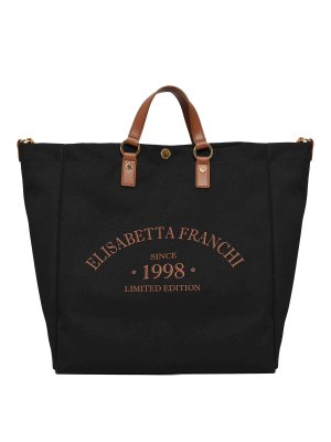 ELISABETTA FRANCHI: totes bags - Canvas Tote with Logo