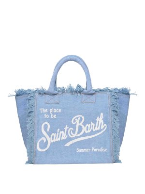 MC2 SAINT BARTH: totes bags - Regular Vanity Bag in Light Wash Cotton Denim
