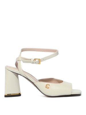 COCCINELLE: sandals - C-Me Pearl Block-Heel Leather Sandals