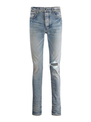 AMIRI: skinny jeans - Distressed look skinny jeans in light blue