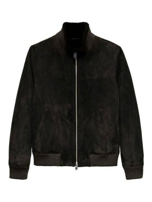 ARMA: leather jacket - Arek shearling suede jacket